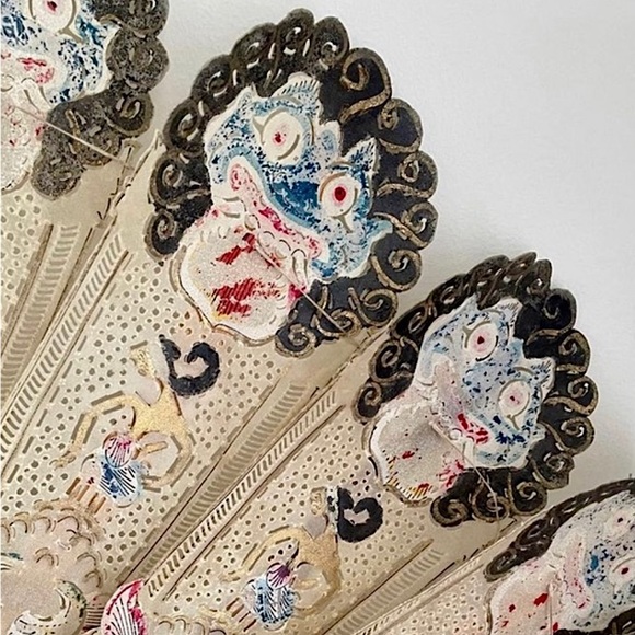 RARE🪭 40” Antique XL Balinese Decorative Folding Fan - Picture 4 of 5